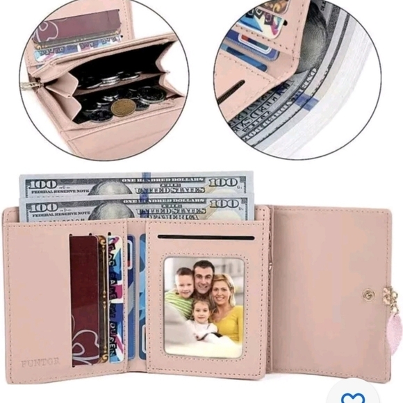 NWOT FT FUNTOR RFID Wallet, Leaf Card holder Trifold, PU Leather, Classic - Picture 10 of 10